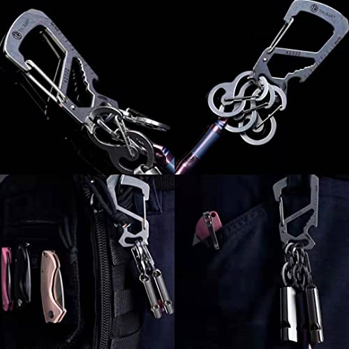 Tacray Carabiner Keychain Clip, Anti-Lost Key Holder And Quick Release Backpack Clasps/Hook With Multitool, Comes With 3Pcs Extra Carabiner Mini Key Holders #TOP6