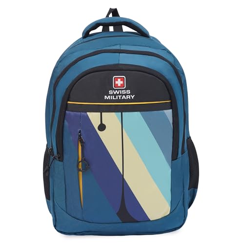 Image of SWISS MILITARY Large Multicolor Laptop Backpack, Stylish with Spacious 15.6 Inch Laptop Compartment, Ergonomic Design, Durable & Lightweight for Office, Travel, and College
