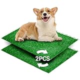 Dog Grass Pee Pad for Training, 23'x 18' Reusable Washable Replacement Artificial Grass for Potty Tray, Indoor/Outdoor Turf Grass, Realistic Fake Grass for Dogs (2 PCS)