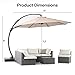 LAUSAINT HOME Outdoor Patio Umbrella with Base included, 11 FT Deluxe Curvy Cantilever Umbrella Heavy Duty Offset Hanging Umbrella with 360° Rotation for Market, Pool, Garden, Backyard, Deck (Beige)