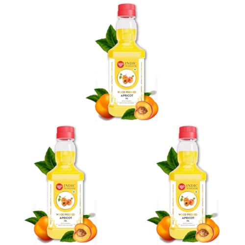 Image of IndicWisdom Wood Pressed Apricot Oil 200 ml (Cold Pressed Apricot Oil - Extracted on Wooden Churner) (Pack of 3)