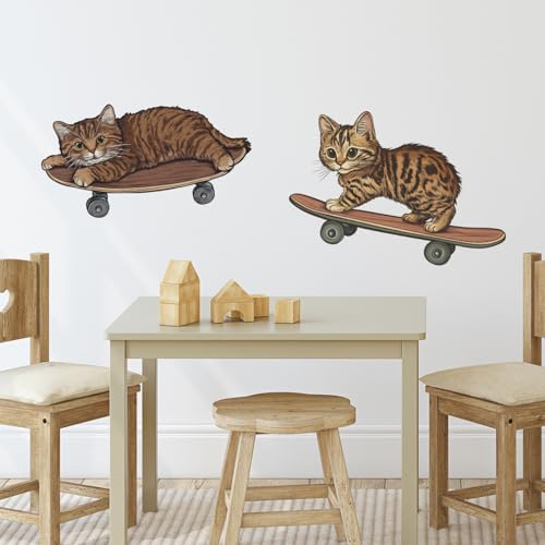 Vinilos decorativos mural con gatos en patines miniatura 4