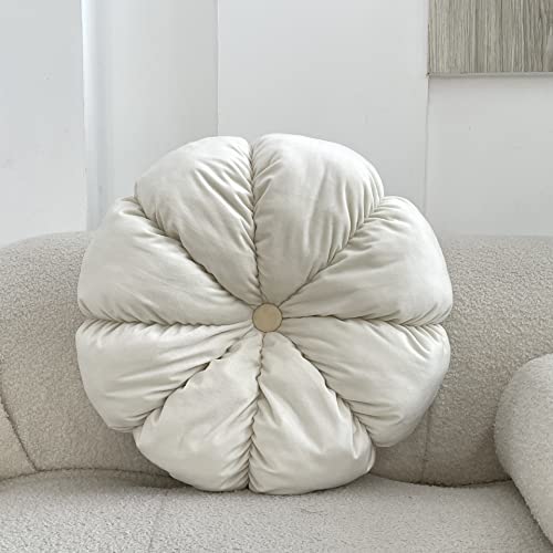 Coussin de bureau rond plissé velours 45 cm pour assise de chaise et soutien lombaire voiture