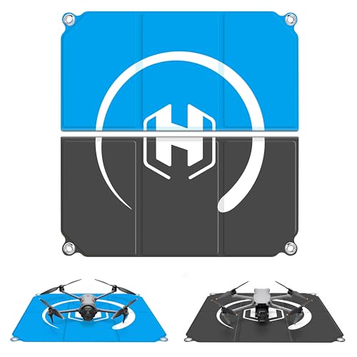 STARTRC PHOTO Large Drone Landing Pad Foldable 2x3 Fast-Fold, (26in/65cm) Double-Sided Waterproof Launch Pad, Weighted Helipad for DJI Air 3S/Mavic 4 Pro/Avata 2/Mavic 3 Pro/Mini 4k Drone Accessories, Blue-Gray
