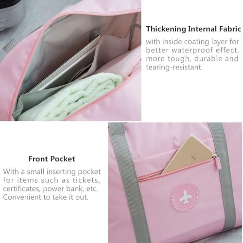 Image of CAVALO Be Unique Travel Duffle Bag for Luggage Spacious with Pockets Foldable Weekender Zipper Bag, Stylish Handbag Carry on Trolley Bag Waterproof Nylon Pink (44 x 18 x 35 cm)