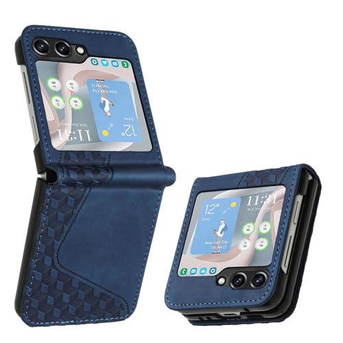 OKZone Cover per Samsung Galaxy Z Flip 6,Custodia a Libro in Pelle Protettiva Folio Portafoglio con Chiusura Magnetica e Slot per Carte Wallet Case Flip Cover(Blu)