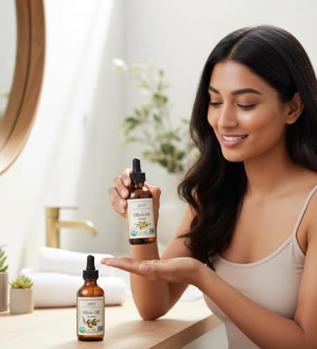 Image of 3x 1992 Organic Castor Oil Glass Bottle 2oz Bundle with Extra Virgin Olive Oil 2oz - Pressed, Organic & Versatile for Hair, Skin, Nails - Nourishes, Supports Daily Beauty Routine - Gift Set (4 Items)