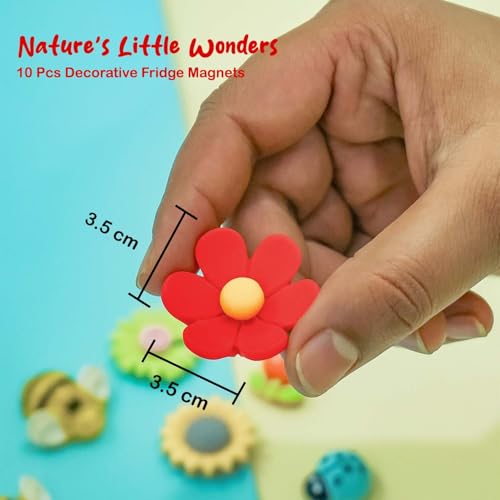Image of Nostrae by Ekhasa Multicolor Floral Bees Cute Fridge Magnets Set of 10 | Fridge Magnet Refrigerator Stylish | Kitchen Fridge Decoration Items | Mini Gifts