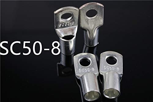 Davitu 10pcs/20pcs SC50-8 Bolt Hole Tinned Copper Cable lugs Battery Terminals 50mm wire - (Color: 10pcs)