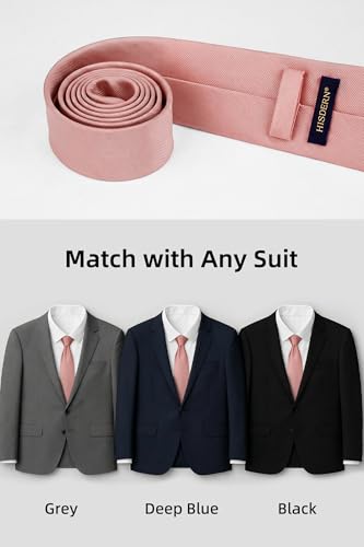 Image of HISDERN Mens Ties Solid Color Ties for Men Formal Necktie with Pocket Square Set Satin Silk Neck Tie Handkerchiefs Set
