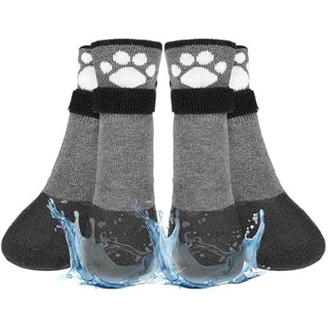 BEAUTYZOO Anti Slip Dog Socks Boots, Dog Shoes for Hot/Cold Pavement Snow Rain Days,Waterproof Grip Dog Booties Paw Protector for Hardwood Floor, Prevent Licking for Small Medium Large Senior Old Dogs Cover