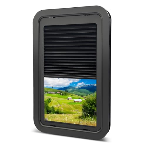 806621 Complete RV Entry Door Window Kit with Low-Profile Shade 12 W x 21 H Black Compatible with Lippert RV Doors