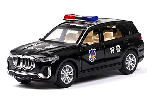 Image of Invite Enterprise Die-Cast Metal BMW X7 Police Car In 1:32 Scale With Retractable Doors, Pull-Back Mechanism, Blinking Headlights, And Taillights?Colors As Per Stock?