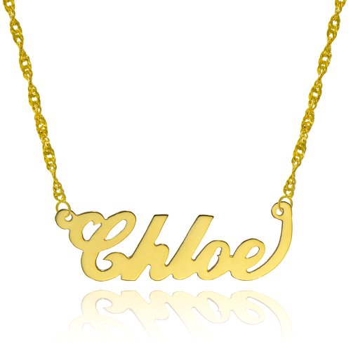 10k Yellow Gold Personalized Name Necklace - Style 3 - Custom Made Any Name