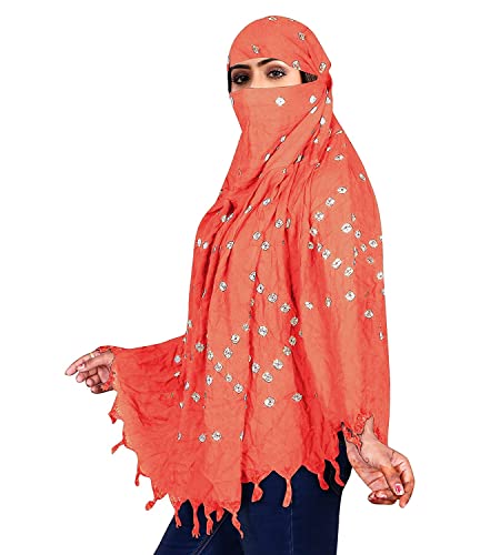 Image of Cotton Long Scarf Cum Mask Scarves Usable for Vehicle Driver | White Printed Design Fabric | Universal Size | Soft & Breathable Sun Protection | For Girl & Women