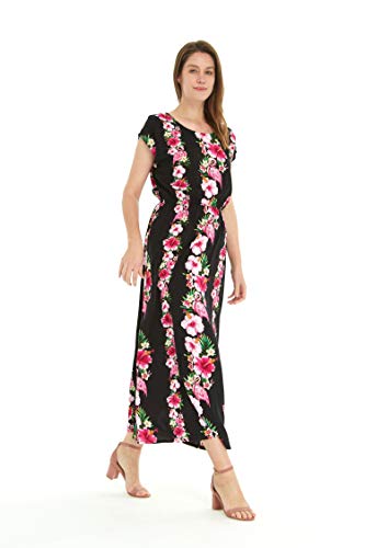 Image of Hawaii Hangover Women's Hawaiian Cap Sleeve Maxi Dress Signature Prints