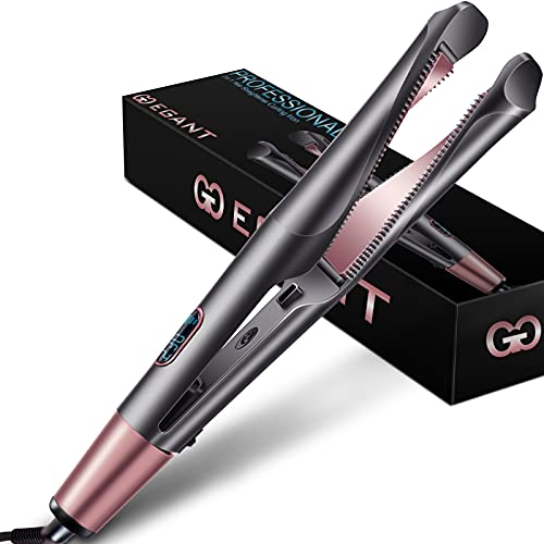 Professional Hair Straightener Curling Iron 2 in 1 Tourmaline Ceramic Twisted Flat Iron for All Hair - Christmas Gifts for Women, Girl, Mom, Girlfriend, Valentine's Day, Mother's Day - LCD Display