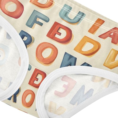 ZZKKO Cute Colorful Letters Girls Underwear Toddler Panties for Girls Comfort Brief Size 2-8T3