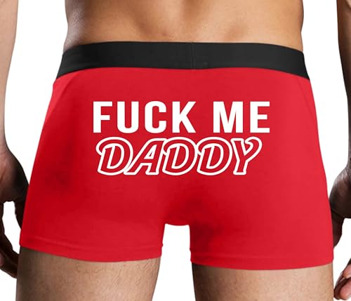 Knaughty Knickers Fuck Me Daddy - DDLG Age Play Red Mens Boxer Brief Sexy Adult Design