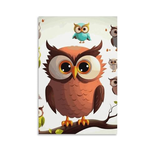 Impression sur toile de hibou dessin animé pour embellir votre bureau