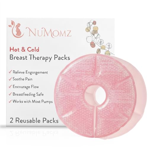 Image of Hot and Cold Breast Ice Packs | Breastfeeding Essentials, Works with Most Pumps | Helps Relieve Engorgement & Encourage Flow | Plush Fabric Side | 2 Gel Breast Therapy Packs Reusable (Blush Pink)