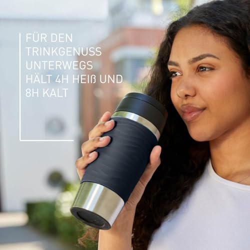 Emsa Travel Mug 360ml Wave Thermobecher, neuer Komfort-Schraubverschluss, Isolierbecher Edelstahl, 4h heiß und 8h kalt, 100% dicht… – Ansicht 4