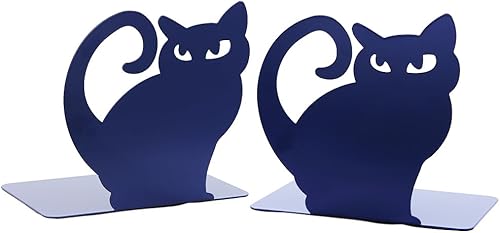 Lindo y encantador gato persa antideslizante de hierro grueso sujetalibros organizador de libros para biblioteca, escuela, oficina, hogar, estudio,