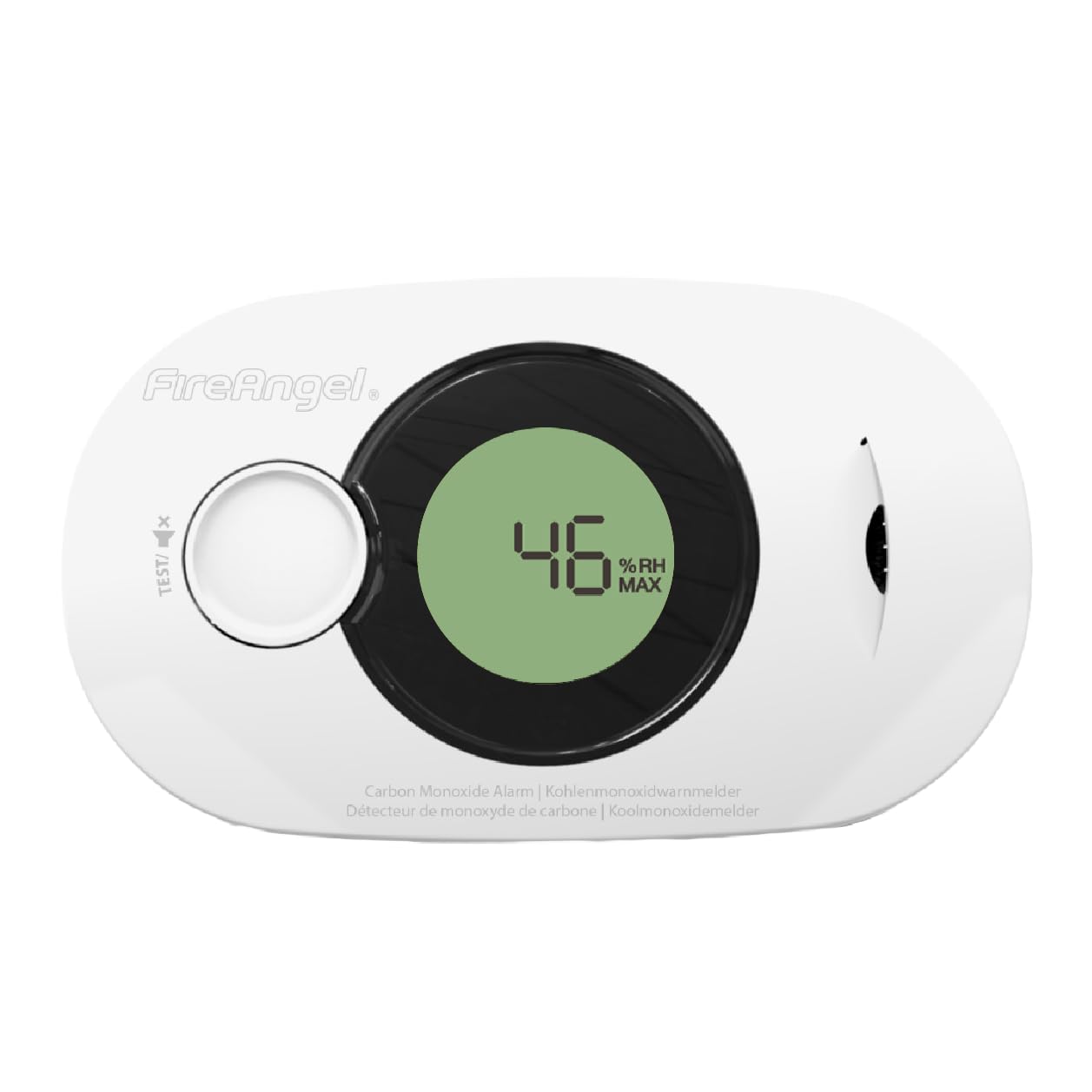 FireAngel FA3322, Détecteur de Monoxyde de Carbone Numérique, Moniteur de Détecteur de CO, capteur d'humidité et température Portable avec Pile 10 Ans, NF certifié
