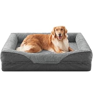 INVENHO Orthopedic Dog Beds Large Sized, XL Washable Egg-Crate Memory Foam Dog Couch Bed with Washable Removable Cover, Waterproof Lining and Nonskid Bottom