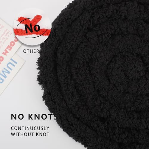Chunky Yarn for Hand Knitting, Chunky Chenille Blanket Yarn for Crocheting, Bulky Soft Fluffy Chenille for Blanket Project, 8 Pack of 8oz/25yds, Black