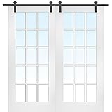National Door Company ZZ09624 Primed MDF 15 Lite True Divided Clear Glass 72