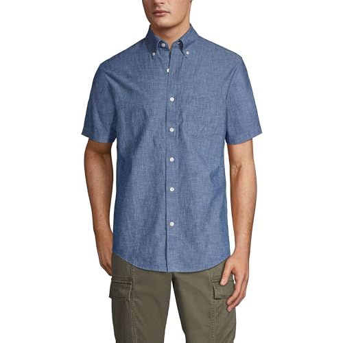 Lands' End Men's Short Sleeve Button Down Chambray Shirt