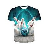 Hanomwood Unisex Bedrucktes T-Shirt - Unisex Mode 3D-Druck Bowling Lustige Grafik T-Shirts Lose Große Größe Neuheit Kurzarm T-Shirt Mit O-Ausschnitt Street Outfit T-Shirt Top,T-Shirt,4XL