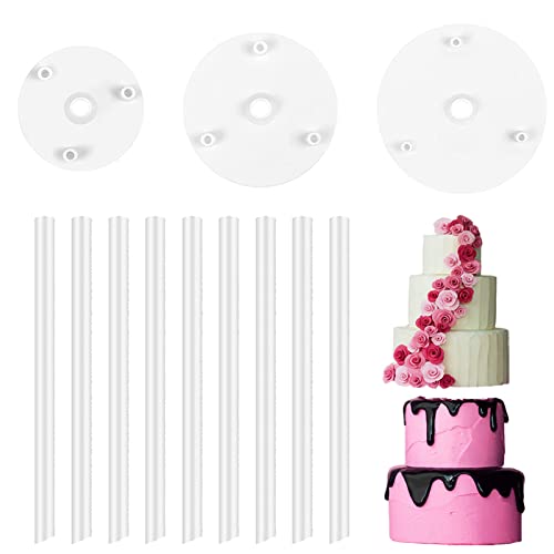 NAMIS Kuchenständer für 3 Tortenböden, mit 9 Dowels für Kuchen,...