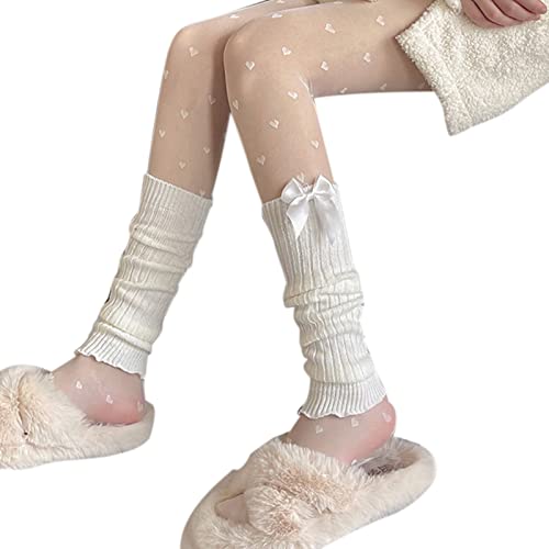 Women Bowknot Knit Winter Leg Warmers Loose Boot Leggings