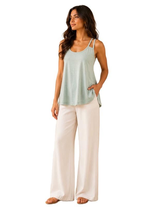 Women's Sleeveless Scoop Neck Cotton Top – Casual V-Neck Strappy Summer Tank Top, Solid Color Regular Fit Cami-picture-38