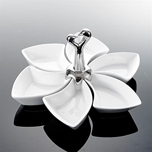 Zhuhw 7-Piece Porcelain Snack Plate Fruit Dishes Appetizer Tray Serving Set Of With Piece Spinning Plate And 6-Piece Dip Bowl #TOP25