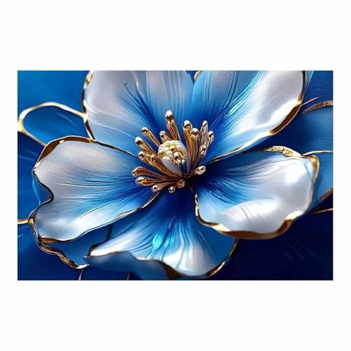 Fleurs fleur bleu blanc or sur une toile de montagne TERUEA pour salon