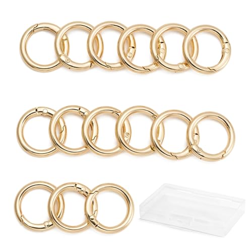 Image of DEVPSISR 15pcs Trigger Spring O Rings Round,Metal Keychain Ring Round Carabiner Clips for Keyrings Buckle, Bags,Purses