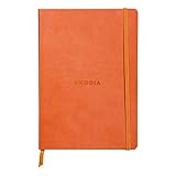 Rhodiarama Rodia Leather Softcover A5 Tangerine Notebook - Dotted Pages - 5.8 x 8.3 in