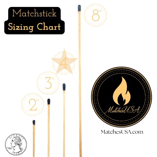 100-4\" White Matches | Choose from 2\", 3\", 4\", 5\", 8\" Wooden Safety Matches or Matchbox | Refill or Replacement Match for Candle Gift Set or Wedding Favors | Strikers Included (4\")