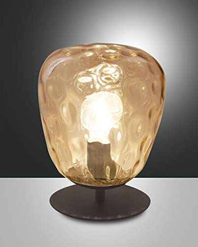 Fabas Luce Gisella Tischleuchte E27 1X40W Metall und geblasenes Glas Amber