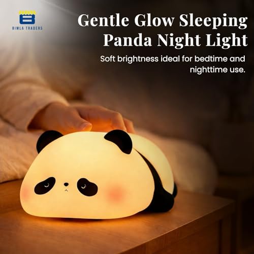 Image of Btag Cute Sleeping Panda Night Light, Silicone Color-Changing LED Touch Lamp, Nursery Nightlight, Toddler Baby Kids Decor (Sleeping Panda)