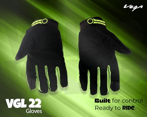 Image of VGL-22 Full Finger Motorcycle Riding Gloves Black Neon Green-L