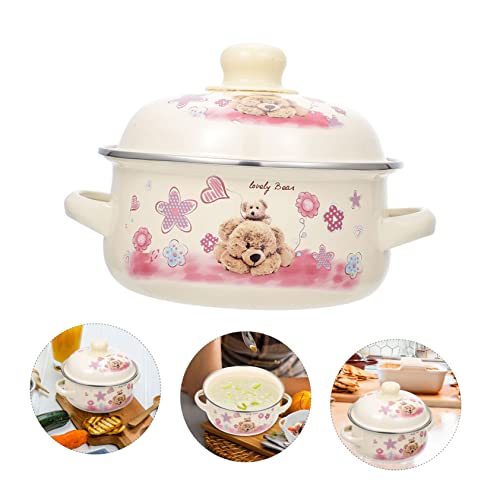 Luxshiny Enamel Lidded Pot with Double Ears, Household Saucepan and Enamel Soup Pot for Hob Cooking and Biryani Preparation - Image 7