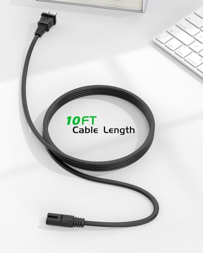 Image of Superer 10 ft AC Power Cord Cable Fit for Sony PS5 PS4 PS3 Slim PlayStation 5 4 3, Xbox Series X /S, Xbox One X /S, TV, Printer, Speaker, Universal IEC C7 Figure 8 2 Prong Replacement Cables, ETL Listed