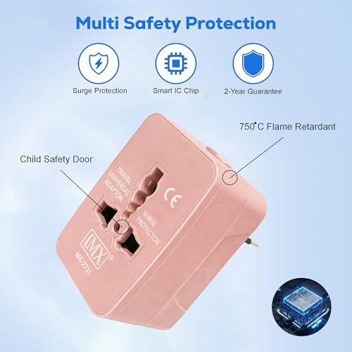 Image of MX Universal Travel Adapter All in One Worldwide Plug Adapter, International Plug Converter for Europe UK USA India, Multi Plug Universal Socket with Surge Protection, International Travel Adapter