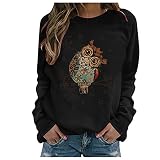 supremo Sudaderas con Capucha para Mujer Linda Búho Impresión de Manga Larga Casual