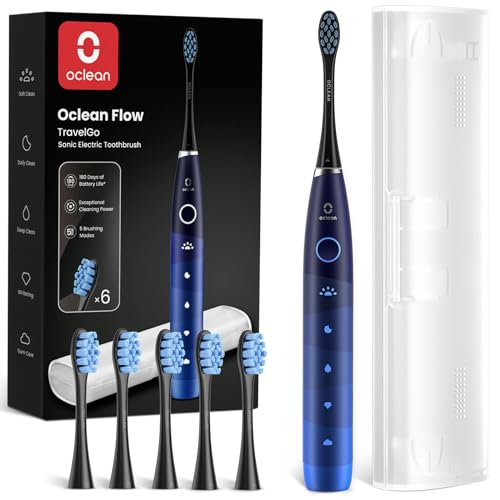 Oclean Brosse à Dents Électrique TravelGo FlowSet, Autonomie de 180 jours avec 6 Brossettes et 5...