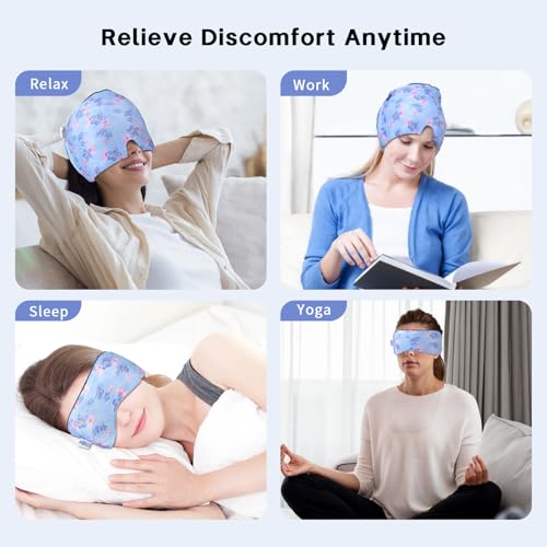 Image of my novel things Migraine Relief Cap, Gel Cooling Eye Mask, Cooling Gel Relief 2 Pack Set, Headache Relief with Hot /Cold Gel, Instant Headache Relief, Reusable Gel Eye Mask Ice Pack for Stress Relief